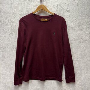 Polo Ralph Lauren Long Sleeve Shirt Mens Medium Burgundy Embroidered Pony Cotton